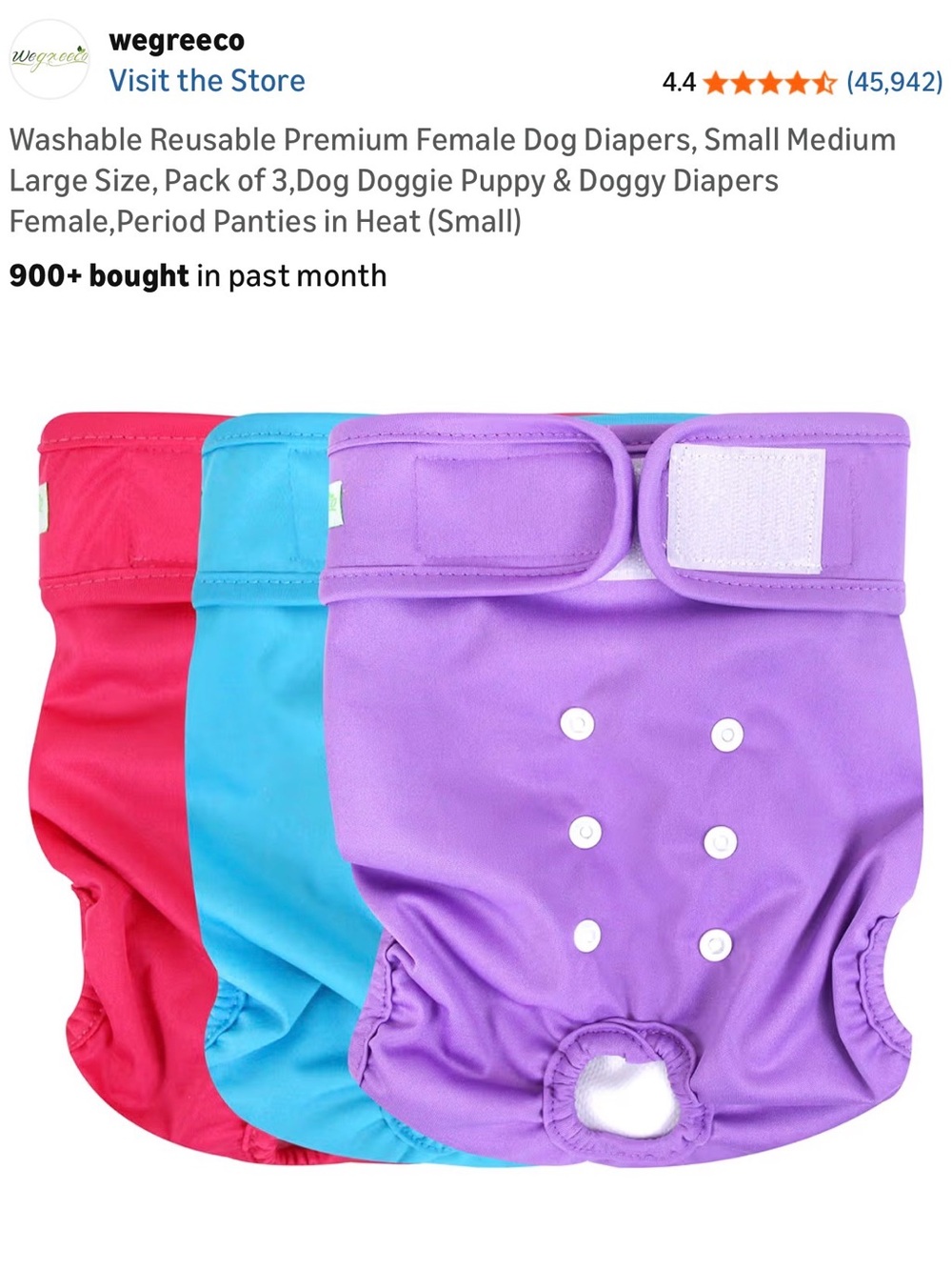 🌹 Dog Reusable Cloth Diaper Cover - Purple, Pink, Green Options size M - Picture 5 of 6